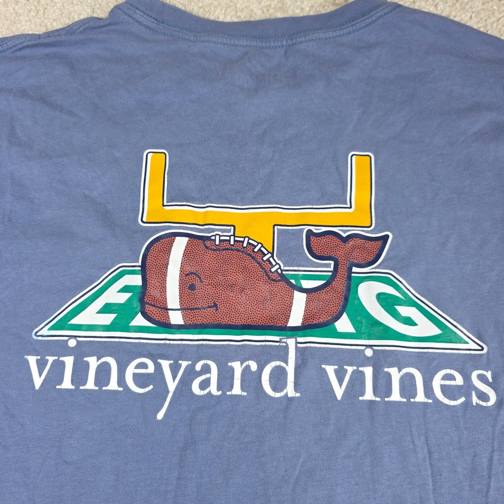 Vineyard VinesT-Shirt Men's Small Football Whale Pocket Tee‎  Long Sleeve Blue